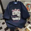 Camiseta de Manga Corta con Diseño de Marca Ins Trendy Verano 2026, Informal Holgada Relajada con Estampados Divertidos, Top Versátil para el Trabajo