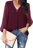 Comercio exterior transfronterizo de Amazon 2022 estilo europeo y americano para mujer otoño Nuevo camisa de manga larga con cuello en V para mujer