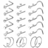 Set de 21 Piezas de Acero Inoxidable Transfronterizo de Anillos para Nariz, Tachuelas para Nariz, Anillos para Labios, Set Combinado de Joyería para Piercings, Superventas de Amazon Temu
