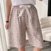 Pantalones de pijama de algodón y seda para mujer, Nuevo estilo de verano, Estampado de dibujos animados, Holgados, Casuales, Delgados, Para casa, Se pueden usar afuera, Pantalones de cinco puntos