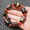 Pulsera de Ágata Tianzhu Jade Pulsera Tianzhu de Nueve Ojos Tres Ojos Lutong Pulsera de Cuentas de Ábaco Lineal Dijo Antiguo