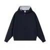 Chamarra con cierre de bloques de color de peso pesado 380g de marca moderna para hombre, nueva moda de otoño e invierno, sudadera con capucha simple holgada para mujer