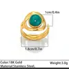 Anillos Vintage de Acero Inoxidable Transfronterizos con Malaquita y Turquesa, Diseño de Nicho, Joyería de Mano Versátil y Elegante de Acero de Titanio al por Mayor