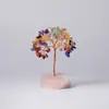 Adorno de árbol de cristal natural, estilo europeo y americano, hecho de piedra triturada y tejido con alambre de cobre, piedra en bruto de cristal rosa, árbol de la vida, árbol de la fortuna de cristal