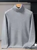 Suéter 100% cachemira pura para hombre, cuello alto, engrosado, color liso, tejido de cachemira versátil, adecuado para hombres jóvenes y de mediana edad, camiseta base