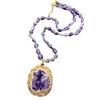 Collar de Piedra Bruta Natural Amatista Turmalina Piedra Bruta Personalidad Francesa Europea y Americana Nuevo Estilo Cadena de Lana Personalidad Moda Conservación del Color