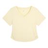 Camiseta de Manga Corta de Lyocell y Algodón Estilo Coreano con Pliegues en el Hombro Derecho y Cuello en V para Gorda mm Talla Grande Aspecto Adelgazante para la Cintura 65425