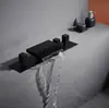 Torneira de banho de fonte termal toda em cobre interruptor de água fria e quente saída de cascata de alto fluxo para piscina de spa três furos para piscina de imersão