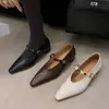Elegantes Zapatos Mary Jane de Cuero Estilo Francés con Plataforma Oculta, Tacón Medio, Punta Cuadrada Pequeña, Zapatos de Mujer de Piel Genuina para Otoño 2026