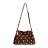 Bolsa de tecido para axila casual retrô portátil nova transfronteiriça bolsa transversal de bolinhas da moda bolsa tote moderna simples