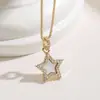 Collar Versátil Colgante Geométrico Corazón de Concha Cruz de Cobre Chapado en Oro de 18 Quilates Circonita Aogu Transfronterizo Nicho Exquisito