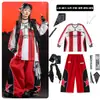 Ropa de Street Dance para Niños Ropa Fresca y Moderna Rayas Rojas 03 Ropa de Presentación Conjunto para Niños hiphop Ropa de Presentación para Niñas