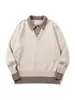 Roupas Vintage Yidao 2026 Outono Novo Suéter de Tricô Color Block Retro Falso Duas Peças Gola Reversível para Homens e Mulheres, Suéter Versátil Casual