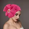 Temsyin Estilo de Moda Nuevo Transfronterizo Turbante Desordenado de Flor de Pedrería Sombrero de Copa Plana Sombrero Africano