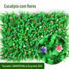 Parede de planta artificial parede de planta verde parede de fundo de eucalipto plástico falso porta de gramado loja interna tabuleta planta parede de flores