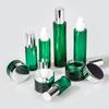 Kit de produtos para cuidados com a pele spot frasco 30ml frasco de vidro redondo reto frasco de creme de alta qualidade frasco de vidro para leite de essência com bomba de pressão