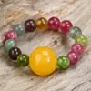 Anillos Artesanales de Piedra Natural con Cuentas de Alta Venta Transfronteriza para Mujer, Anillos Lisos de Ágata de una Sola Cuenta, Turmalina de Colores, Joyería Europea y Americana