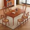 Mesa de comedor y silla de madera maciza estilo antiguo, estilo francés, para apartamento pequeño, estilo americano, mesa de comedor rectangular color nogal para uso doméstico sencillo.