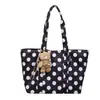 Bolsa Tote Feminina Estilo Coreano Retrô de Bolinhas Grande Capacidade Versátil de Ombro e Mão para Escola Trabalho Compras
