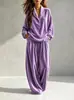 2026 Ropa Femenina Europea y Americana Sitio Independiente de Amazon Otoño/Invierno Nuevo Moda Casual Terciopelo Manga Larga Pantalón Largo Cuello Solapa Conjunto