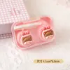 Estuche Transparente Visible de Lentes de Contacto de Dibujos Animados, Linda Cabeza, Oso, Portátil, Compacto, Tapa que no se Afloja, Estuche Todo en Uno para Lentes de Contacto