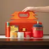 Juego de Té de Viaje Cultural y Creativo de la Ciudad Prohibida: Olla Única, Tres Tazas, Set de Té Rápido, Regalo de Negocio Portátil para Exteriores, Recipiente para Té, Bolsa de Viaje
