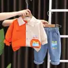 Conjunto de Ropa de Otoño para Niños, Ropa Nueva y Elegante de Primavera y Otoño para Bebés, Conjunto de Camisa con Parches y Letras de Primavera para Niños, Moderno y Genial