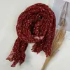 2026 Nuevo Pañuelo de Seda con Estampado de Lunares Arrugado, Tacto de Algodón Lino, Bufanda para Mujer Primavera Otoño, Versátil Estilo Étnico, Chal Bufanda Protector Solar