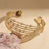 Pulseira Aberta Multicamadas Metálica Redonda com Contas Europeia e Americana Transfronteiriça, Joia de Moda Personalizada de Estilo Nicho de Alto Padrão
