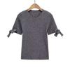 Suéter Tricot Canelado Redondo com Laço Versátil Outonal Minimalista Moderno para o Dia a Dia da Amazon e Aliexpress