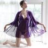 Novo Conjunto de Lingerie Sexy, Pijama Sexy, Camisola com Suspensório Feminina, Seios Pequenos, Conjunto Fino de Três Peças, Roupa de Casa em Renda