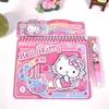 Livro de Pintura Mágica Grande de Desenho Animado Genuíno Sanrio com Pintura com Água Transparente e Livro de Pintura Repetível Kuromi e Hello Kitty