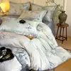 Conjunto de cama de quatro peças 100% algodão, algodão de fibra longa de Xinjiang, estampado digitalmente, capa de edredom estampada 100% algodão, lençol de cama e conjunto de cama