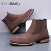 2026 Transfronterizos Talla Grande Antideslizantes Resistentes al Desgaste Modernos Versátiles Simples Bordados Slip-On Botines Chelsea Botas Martin para Hombre Tk