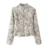 Ins ropa de mujer estilo europeo y americano transfronteriza venta al por mayor otoño nuevo estampado vintage chaqueta con cuello alto 9942158 020
