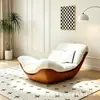 Sillón mecedor estilo mid-century forma de huevo, silla de ocio para balcón de sala de estar, tapizado en terciopelo chenilla, diseño envolvente, para uso doméstico, sillón mecedor perezoso