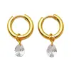 Pendientes de Zirconia con Forma de Gota de Agua Personalizados Transfronterizos para Mujer, Pendientes Geométricos Versátiles de Cobre, Pendientes de Temperamento Fresco y Sexy al por Mayor