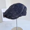 Boné Retrô Britânico Lavado Vintage para Homens e Mulheres, Boné de Beisebol Listrado Outono e Inverno, Boina Reversa Estilo Vintage Tendência