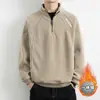 Sudadera Pesada de Gama Alta con Media Cremallera para Hombre en Invierno 2025 Marca Nueva de Moda Pulóver Holgado Cuello Alto Camisa de Base de Manga Larga
