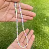 Collar de Cuentas de Arroz de Colores 4mm Versátil Color Dopamina Cadena Corta Hecha a Mano Joyería Cadena de Cuello de Alto Valor