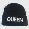 Outono e inverno masculino e feminino europeu e americano explosões KING QUEEN chapéu de malha bordado chapéu de lã de casal chapéu de pulôver chapéu de inverno