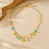 Moda Europea y Americana Serie Oceánica Estilo Playa Collar Cadena Cruzada Chapada en Oro Concha de Vieira Caracola Colgante Accesorios Cadena Clavicular