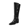 Botas largas de punta con remaches, estilo europeo y americano, plegables bidireccionalmente, para chicas de moda que arrasan en la calle, por encima de la rodilla, pantalones de moda, botines de moda para mujer