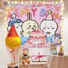 Tecido Decorativo Feliz Aniversário Desenho Animado para Pendurar na Parede para Meninos e Meninas Decoração de Fundo para Festa de Bebê de Um Ano Tapeçaria Pendurada
