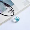 Collar de flor seca cristal fresco flor de cerezo estrellada gota de agua colgante de bola de cristal femenino espécimen de planta regalo