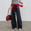 Pantalones Casuales Versátiles de Cintura Alta Curvos para Mujer, Nuevo Estilo Otoño 2026, Pierna Recta Suelta, Caída, Sencillos, Pantalones de Pierna Ancha Adelgazantes