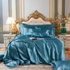Juego de Cuatro Piezas de Seda Lavada Lujo Ligero para Dormir sin Ropa Estilo Europeo Funda de Edredón Doble Cara Sábanas Juego de Tres Piezas para Dormitorio Vela de Cama