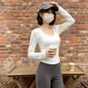 Camiseta de manga larga para mujer para otoño e invierno, diseño ajustado, sin espalda, sexy, top interior moderno, camisa base ajustada de moda para mujer
