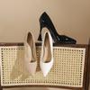 107-1 Sexy Cor Lisa Bico Fino Salto Agulha Alto Feminino Plataforma Impermeável Sapatos Não Cansativos Sapatos Profissionais para Madrinhas e Banquetes