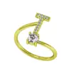 Anillo de Letra AZ26 Nuevo Transfronterizo de AliExpress Oro para Mujer Anillo de Circonita Creativo Dedo Ajustable